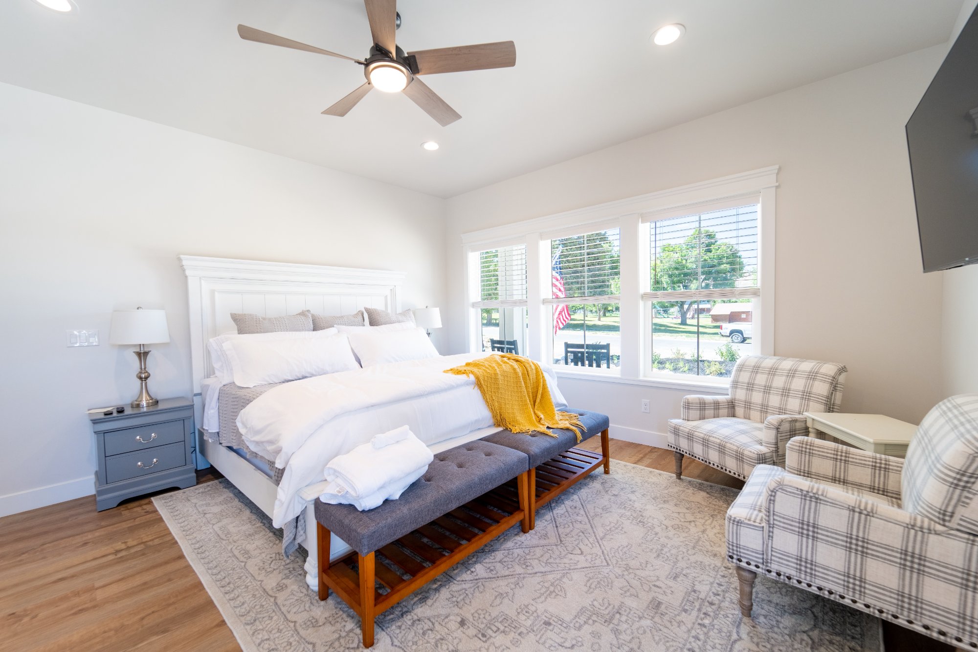 Luxury master bedroom with king bed